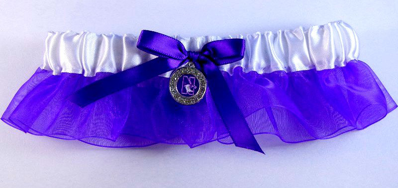 Northwestern University Inspired Garter with Licensed Collegiate Charm